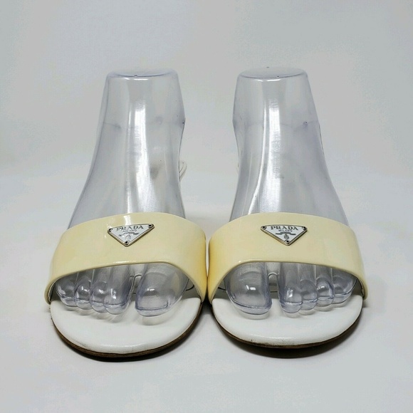 Vintage AUTHENTIC Prada Womens White Wedge Heels - Picture 3 of 7